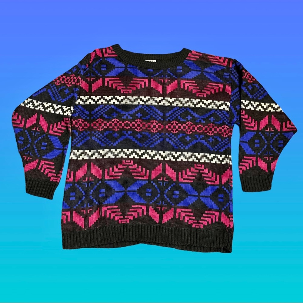 Justin Allen 80s 90s Vibrant Sweater M